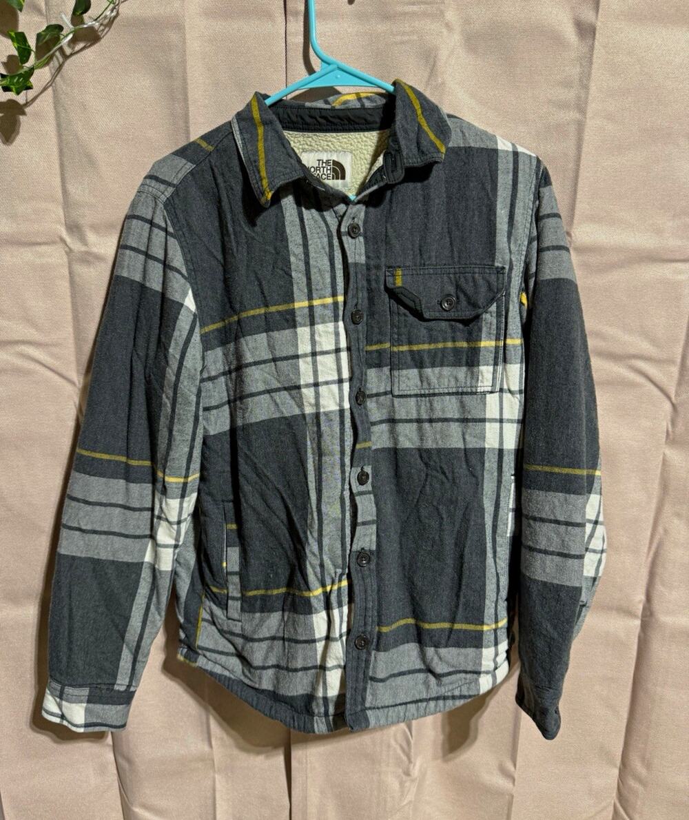 The North Face Men’s Plaid Button Front Fleece Lined Shacket Jacket Size S